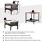 5 Pieces Mix Brown Rattan Patio Set with Off-White Cushions and Acacia Table